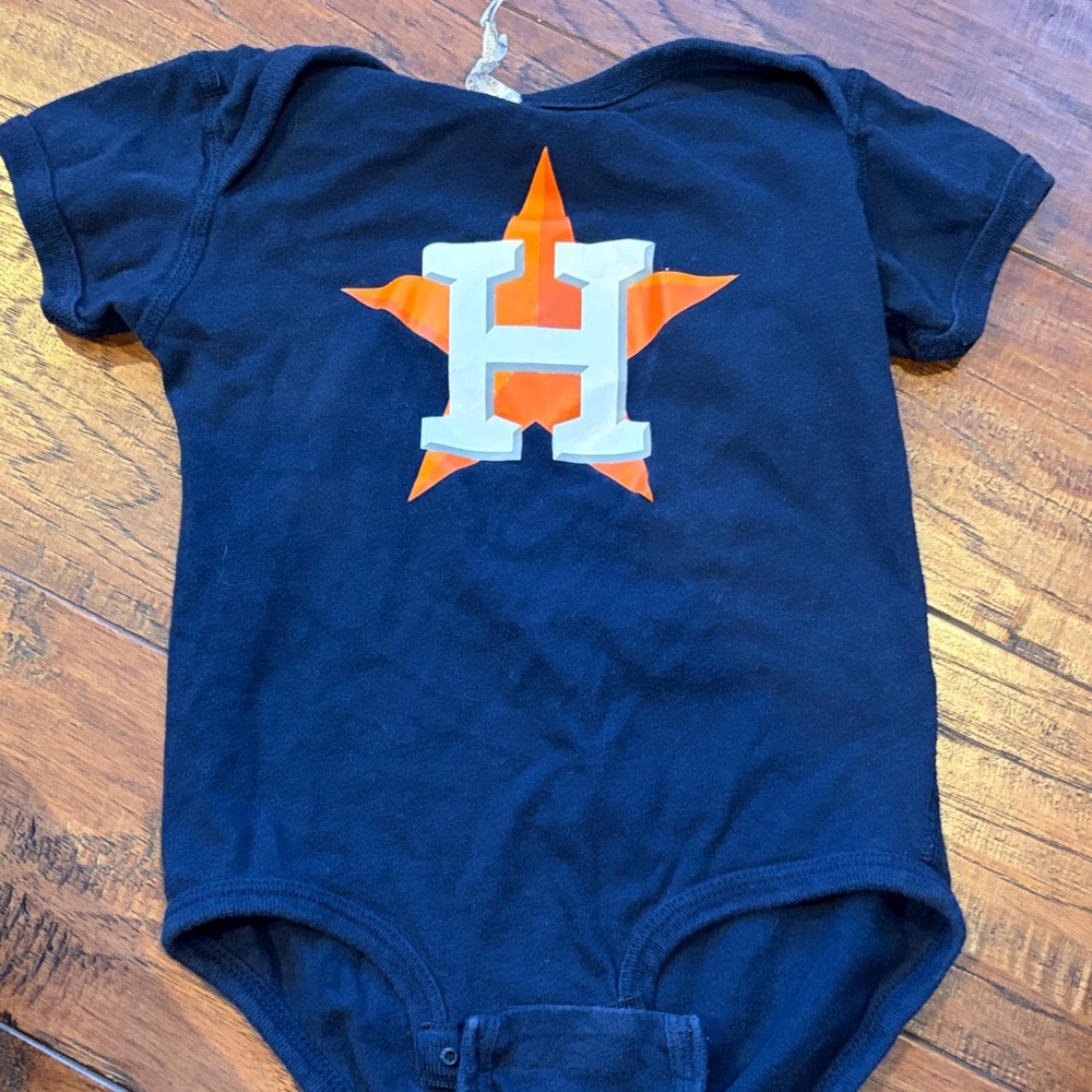 Astros Navy Baby Onesie with Orange Star Logo